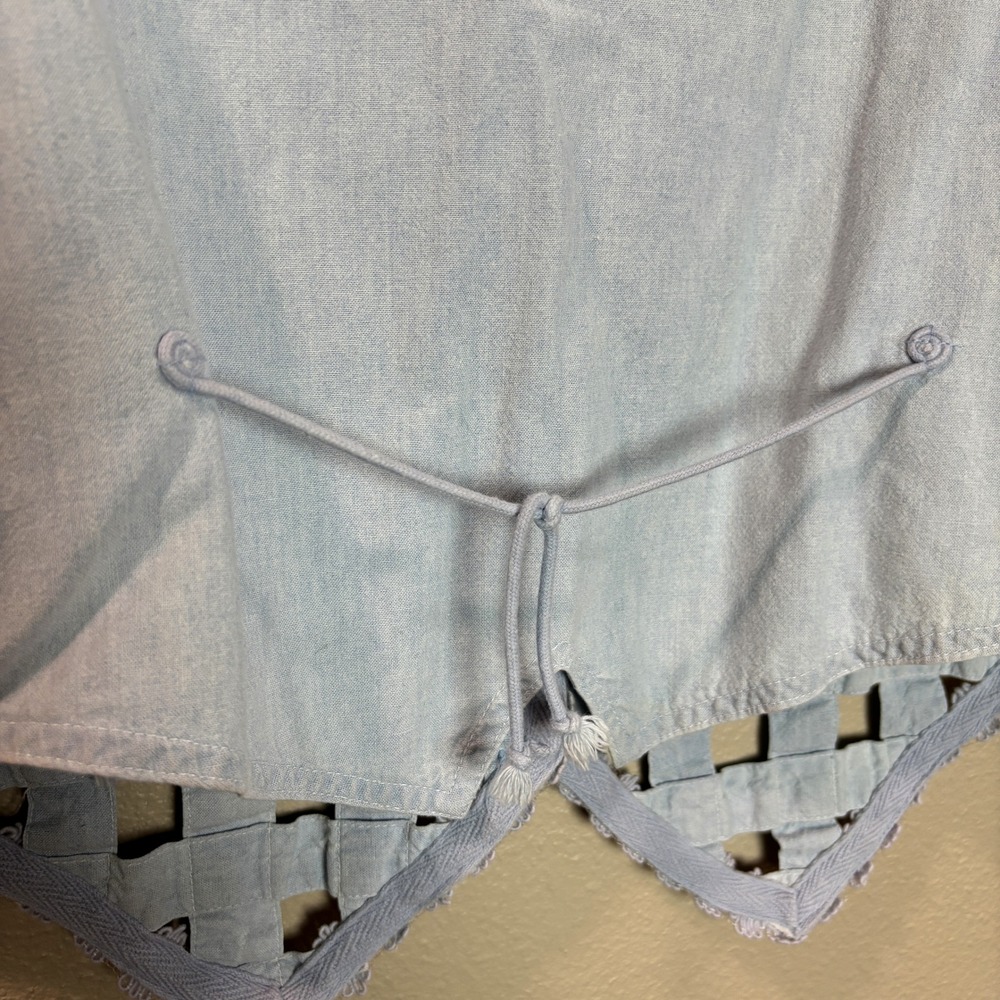 Vintage 90s Christina Hope Light Wash Denim Woven Cutout Vest Small Bohemian - Picture 7 of 11